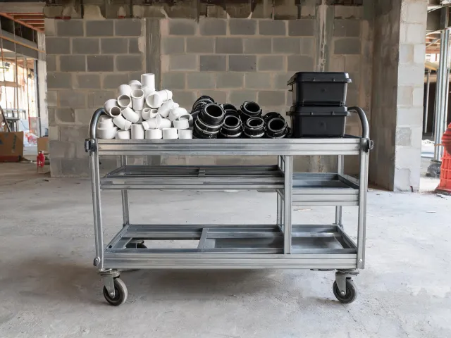 Mechanical contractor staging pipe fittings