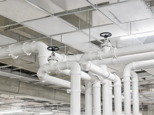 Commercial office mechanical piping